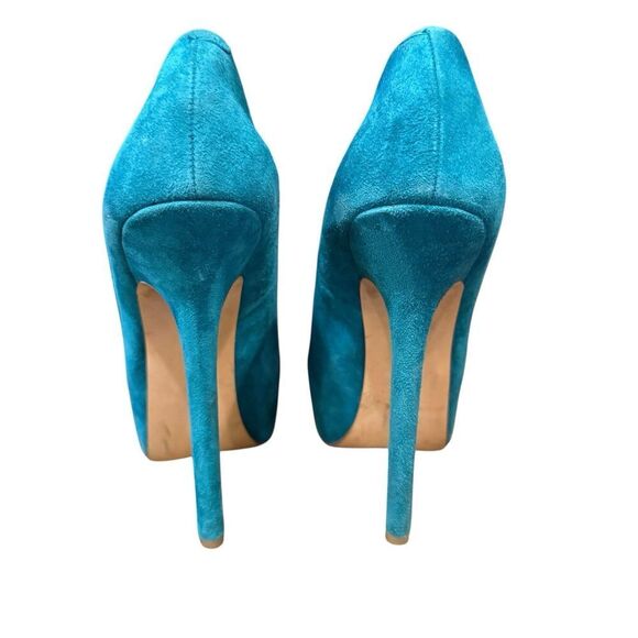 Steve Madden Ultra High Dejavu Teal Pump Heels Women’s Size 6.5M Suede - Picture 3 of 5